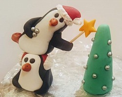 Christmas Penguins Cake Topper